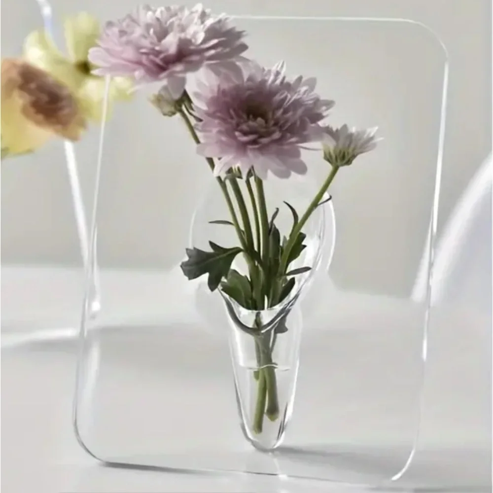 Contemporary Acrylic Vase: Rectangular Shape, Transparent Design / BRAND NEW